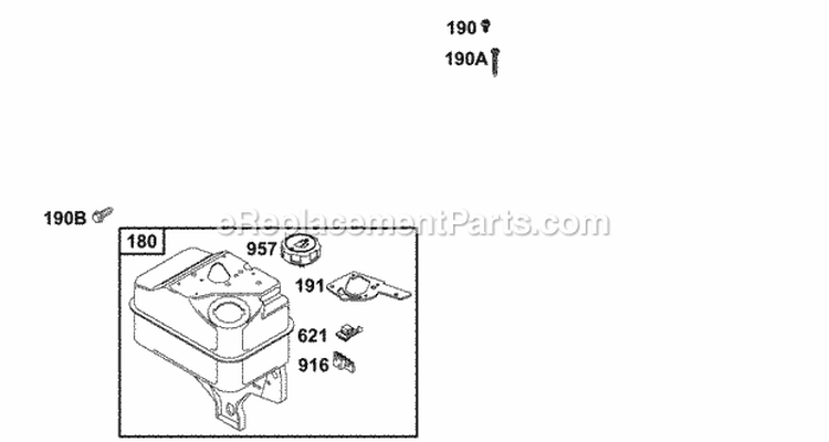 Fuel Tank Groups Diagram and Parts List for 137212-1313-E1  Briggs and Stratton Engine